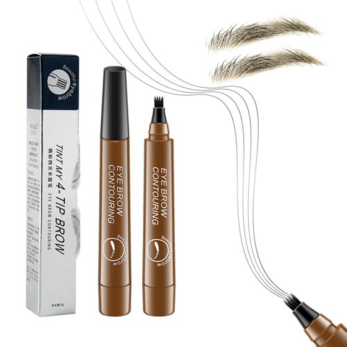 Eyebrow Contouring Pen, Waterproof Microblading Eyebrow Pencil with 4-Prong Micro-Fork-Tip Applicator, Liquid Eyebrow Pencils for women Creates Natural Looking Brows Effortlessly (Light Brown)