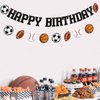Sports Happy Birthday Banner, Multi Sport Party Decorations, Football Soccer Basketball Baseball Happy Birthday Bunting Sign, Rookie Year Party Decorations