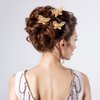 12 Pieces Butterfly Hair Pin Butterfly Hair Clips Crystal Pearl Hair Clips Bridal Wedding Hair Pins Bride Headwear Hair Accessories for Women Girls (Novel Gold Style)