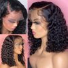 Tascal Bob Wig Human Hair 13x6 Deep Curly Lace Front Wigs Human Hair 180% Density Short Bob Human Hair Wig Pre Plucked with Baby Hair Glueless Hair Curly Wigs for Black Women(12 Inch)
