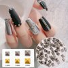 3 Packs Nail Art Punk Rivets Nail Rivets Nails Craft Flatback Spike Studs Punk Style Pointy Top Square Metallic Nail Studs Nail Art Charms Nail Supplies for DIY Manicure Tips Craft, 3 Size, Silver