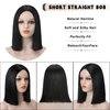 SUKRI Black Bob Wigs for Women Short Straight Bob Wigs with Bangs Middle Part Synthetic Cosplay Costume Party Wigs