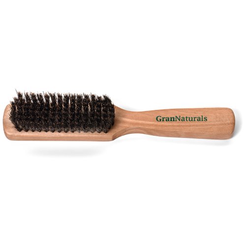 GranNaturals Soft Mens Boar Bristle Hair Brush - Natural Wooden Club Style Wave Hair Brush for Men - Styling Beard Hairbrush for Fine, Thin or Thick Hair