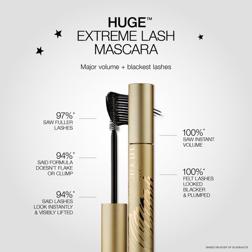 stila HUGE Extreme Lash Mascara, Intense Black | Volume, Full Length, Curl, Lift, No Clump, Crunch or Smudge | Lightweight, Long-Lasting Buildable Eye Makeup Formula | 0.44 Fl. Oz.