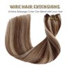 Wire Hair Extensions Chestnut Brown Mixed Platinum Blonde Highlights Real Wire Hair Extensions 20 inch Straight Invisible Wire Hair with Fish Line Natural Hair 100g