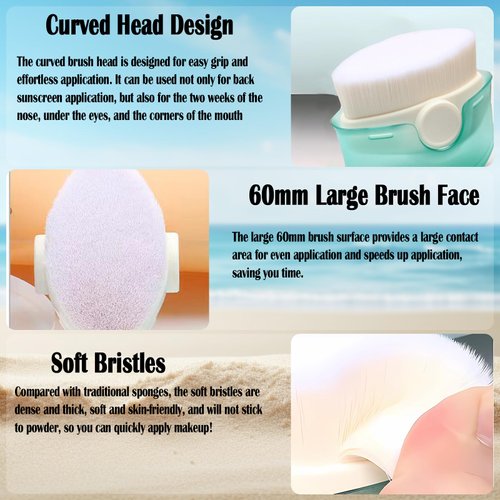 Sunscreen Applicator for Kids,2 Pcs Soft Bristle Sunscreen Brush with Protective Cover,Sunblock Applicator with Brush Cleaning Pad