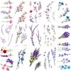 Oottati 15 Sheets Small Cute Hand WristTemporary Tattoo Stickers Watercolor Purple Lavender Violet Flower Tiny Floral For Women Girls