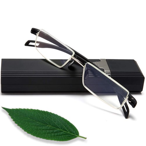 EYEURL Reading Glasses Half Frame Readers - Blue Light Blocking Computer Readers for Men and Women +2.5 Anti Glare/UV/Eye Strain