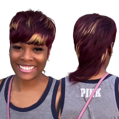 FCHW Short Pixie Cuts Wigs For Black Women Mullet Wig for Black Women Short Straight Black Ladies Wigs Synthetic Short Wigs For Black Women African American Women Wigs (21889)