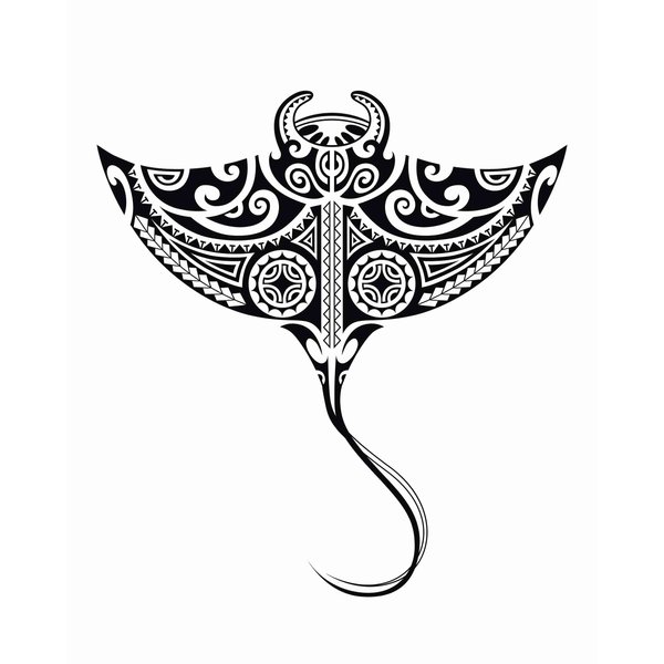 Dopetattoo Six sheets Temporary Tattoos for Men and Women Sea Stingray Manta in Maori Style Sketch Tribal Ethno for Men Temporary tattoo for Women Neck Arm Chest for Woman