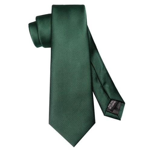 JEMYGINS Green Formal Necktie and Pocket Square, Hankerchief and Tie Bar Clip Sets for Men
