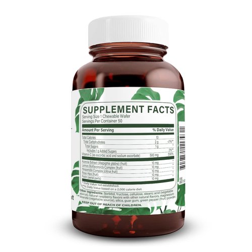 Natural Nutra Vitamin C Supplement for Kids and Adults, Immune Booster, Protect Skin and Heart Health, Vegetable Source, 500 mg, 50 Vegan Wafers