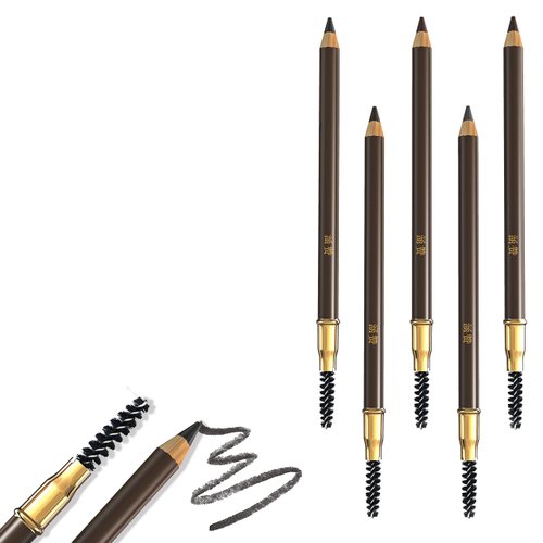 Eyebrow Pencil Longlasting Waterproof Durable Automaric Liner Eyebrow 5 Colors to Choose (5pcs, 1# Black)