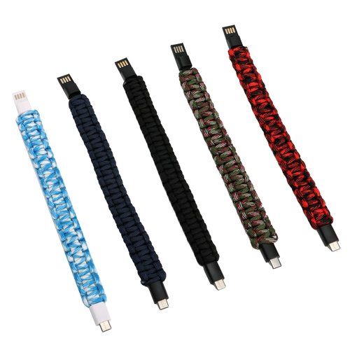 5Pcs USB Charging Cable Bracelet Type C Wrist Data Charger Transfer Woven Cord Portable Cell Phone Accessories
