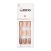 KISS imPRESS No Glue Mani Press On Nails, Design, 'Evanesce', Beige, Short Size, Oval Shape, Includes 30 Nails, Prep Pad, Instructions Sheet, 1 Manicure Stick, 1 Mini File