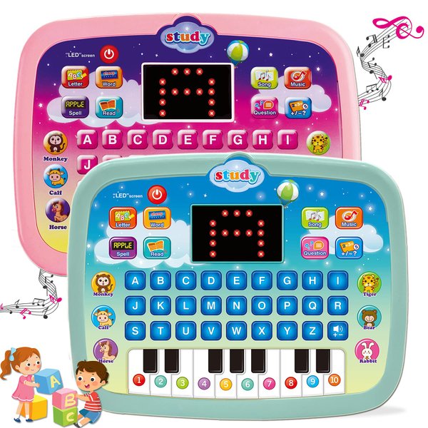 Wenbeier Kids Tablet Toddler Learning Pad with LED Screen Teach Alphabet Numbers Word Music Math Early Development Interactive Electronic Toy for Boys & Girls Ages 3 4 5 6