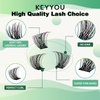 Lash Clusters 96pcs Individual Lashes D Curl 18mm Eyelash Clusters KEYYOU Volume Wispy Lash Extension Soft&Comfortable Easy DIY at Home(Y19,D-18mm)