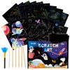 WERNNSAI Scratch Art Kit for Kids - 30 Pcs Magic Scratch Off Paper for Boys Dinosaur Space Theme Art Supplies Colorful Drawing Art Craft with Wooden Stylus Kids Party Christmas Gift