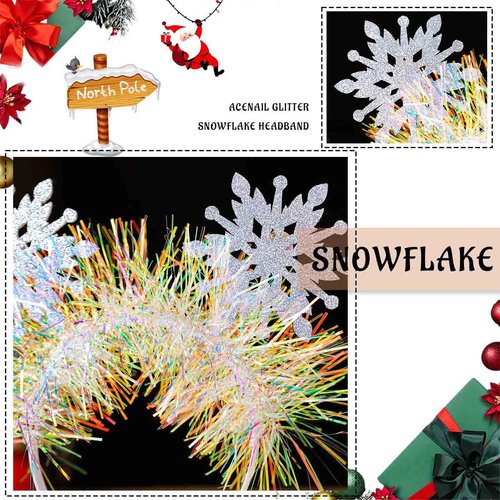 Acenail Christmas Headbands Glitter Snowflake Hairbands Xmas Headpiece Costume New Year Festival Headdress Holiday Hair Hoop Decoration Supplies Christmas Hair Accessories for Women
