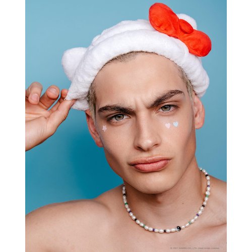 The Crème Shop Hello Kitty x Plush Spa Headband with Hello Kitty's Signature Bow, Face Wash Hair Band For Women