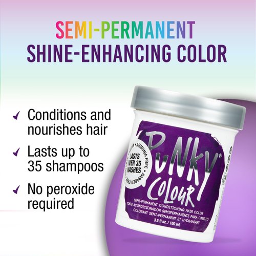 Punky Purple Semi Permanent Conditioning Hair Color, lasts up to 35 washes, 3.5 Fluid Ounce
