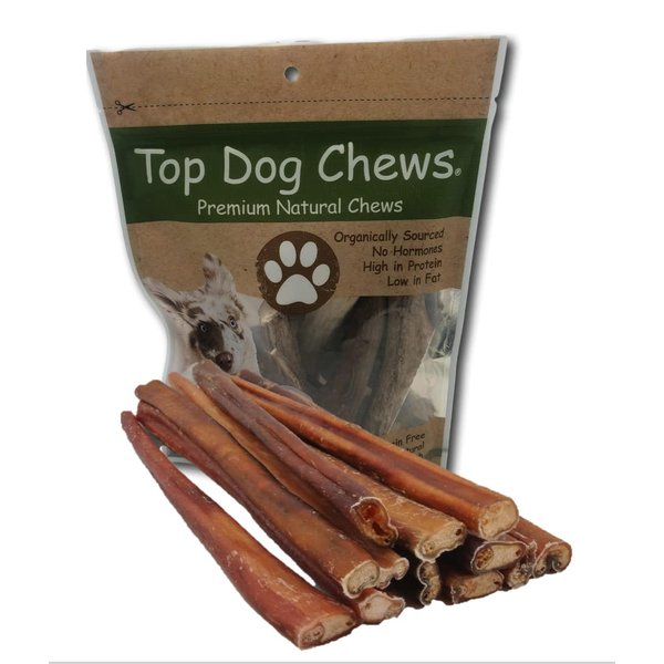 Top Dog Chews - 12 Inch Standard 12 Pack Bully Sticks, Long Lasting, 100% Natural Beef, Free Range Grass Fed, High Protein, Supports Dental Health Dog Treat, 12 Pack
