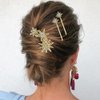 4 PACK Stars and Moons Hair Accessories Alloy Vintage Hair Side Combs, Rhinestone Wedding Bride Headpieces, Gold Rhinestones Star Hair Comb