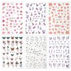 6Sheet Pink Purple Flower Nail Stickers for Nail Art,Cherry Blossom Petal Nail Art Stickers Spring Summer Butterfly Floral Nail Decals for Nail Art Daisy Leaf Nail Sticker Nail Decor Nail Accessories