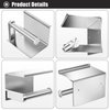 Tindbea Toilet Paper Holder with Phone Shelf + Towel Robe Hooks, Adhesive or Screw Wall Mounted Toilet Paper Roll Storage, Stainless Steel Bathroom Tissue Roll Holder (Brushed Nickel)