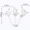 Heread Flower Bride Wedding Hair Pins Crystal Bridal Hair Piece Leaf and Pearl Hair Accessories for Women and Girls (Pack of 3)