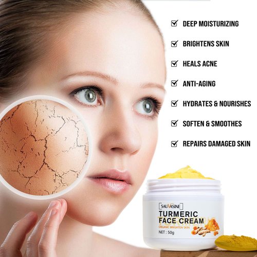 Lanthome Turmeric Face Cream for Face Skin Care Anti-Aging Cream Brightening Face Moisturizer Cream,Skin Repair Cream,Turmeric Moisturizing Cream for Dark Spots Remover,Evens Skin Tone-50g