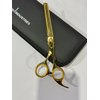 7INCHES AND 6.5INCHES PROFESSIONAL HAIR CUTTING AND THINNING SHEARS SET RAZOR EDGE BARBER SCISSORS HANDMADE SCISSORS RIGHT-HAND MADE OF HIGH CARBON STEEL (GOLDEN, 7)
