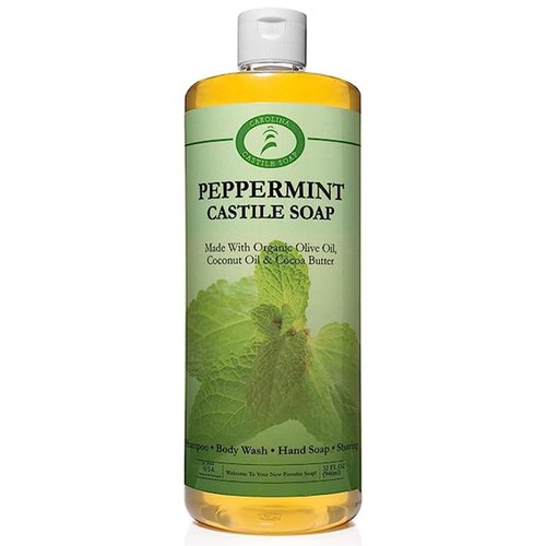 Carolina Peppermint Castile Soap Liquid – Skin-Softening Olive Oil Soap Organic Body Wash – Pure Castile Soap Peppermint Liquid Soap – Vegan Castille Soap Liquid (Peppermint, 32 ounces)