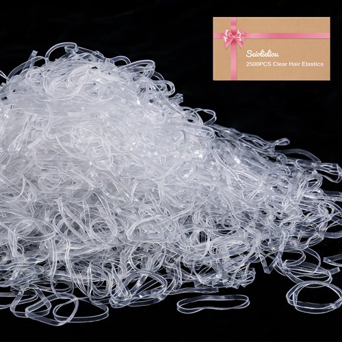 2500PCS Clear Elastic Hair Ties, Mini Hair Rubber Bands, Soft Hair Elastics for Women Girls, Hair Accessories for Hair Braids, 30MM in Length & 2MM in Width, Christmas Gifts