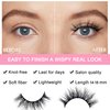 Hermosa Nashville Noir 3D Mink Lashes with 33mm Black Cotton Band and Dramatic Hairs, 5 Pairs Multipack,Real Mink EyeLashes Round Shape and Easy Apply of More than 20 Wears DRD006
