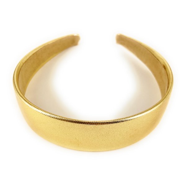 Gold shiny faux leather headband textured 1 3/16 inch wide hair band accessory classic style