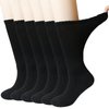 +MD 6 Pairs Non-Binding Men's Cushioned Moisture Wicking Diabetic Crew Dress Socks 10-13 Black