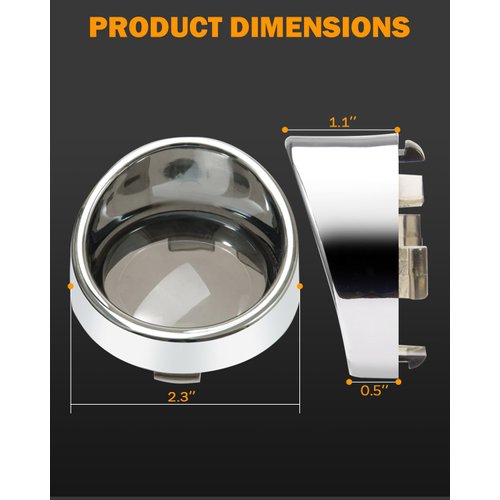 PBYMT Smoke Turn Signal Lens Cover 2" Bullet Visor-Style Chrome Bezels Compatible for Harley Touring Dyna Street Glide Road King Road Glide Softail Sportster Custom Cruiser 2000-2024 (4pcs)