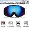 FEISEDY Ski Goggles, OTG Snow Sport Goggles for Adult Youth, Anti-Fog UV400 Protection Bendable Dual-Lenses womens mens kids boys