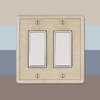 Questech Decor Double Rocker Light Switch Cover, 2-Gang Electrical Wall Plate, Double Switch Decorator Standard Size GFCI Receptacle Cover, Decorative Wall Plate Tumbled Texture, Travertine