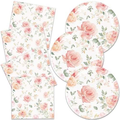 40Pcs Floral Birthday Party Supplies-Party Decorations Tableware For Kids, Plate, Napkin Party Decorations Dinnerware plate