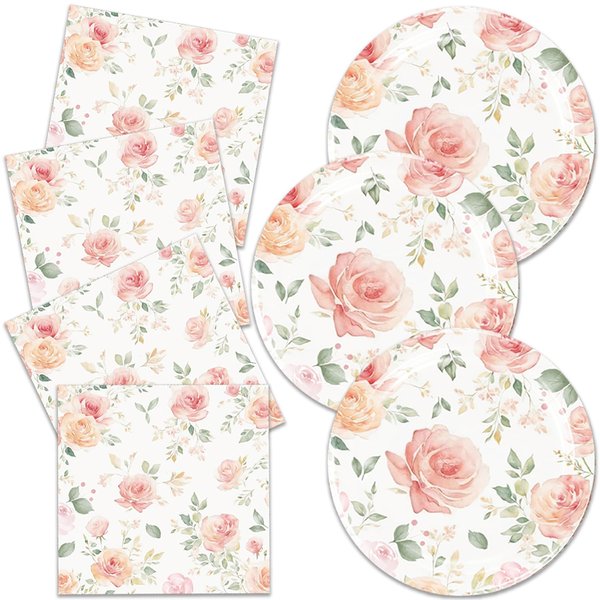 40Pcs Floral Birthday Party Supplies-Party Decorations Tableware For Kids, Plate, Napkin Party Decorations Dinnerware plate