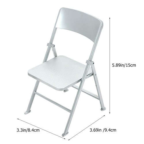 SAFIGLE Folding Mini Chair Dolls Folding Chair Dollhouse Folding Chair Miniature Furniture Folding Chair Foldable Chair for Action Figure Accessories Dollhouse Accessories Silver