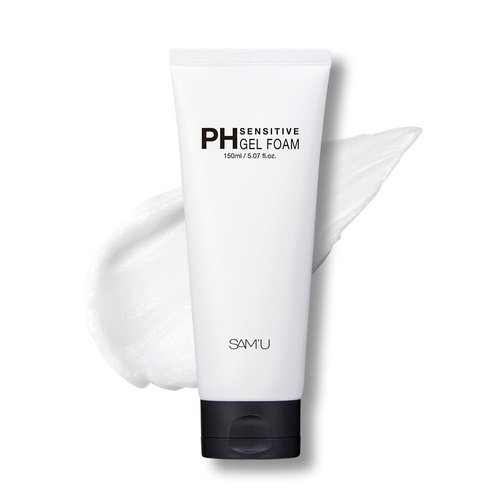 SAM’U pH Sensitive Gel Foam – Daily Facial Cleanser with Hyaluronic Acid, Ceramides & CICA – Korean Skin Care for Sensitive Skin, Gentle Face Wash Foaming Cleanser – 5.07 Fl oz.