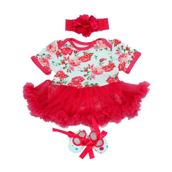 Reborn Baby Dolls Clothes Accessories Red Tutu Outfit for 17-23 Inch Reborn Newborn Baby Girl Clothing Set 【Super Cute Red Princess Dress 3pcs Set 】
