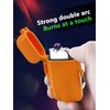 Double arc Lighter, Electric Lighter with Built-in Flashlight, Rechargeable Plasma USB Lighter, flameless Plasma Lighter with Lanyard, Used for Camping, Hiking, Survival igniter (Orange)