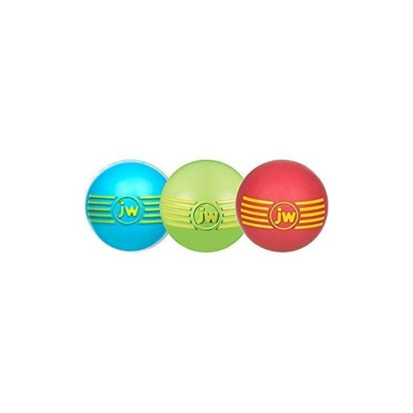 JW Pet Company iSqueak Ball Rubber Dog Toy, Small, Colors Vary (3 Pack)
