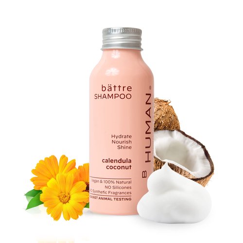 BHUMAN bättre Dry Shampoo Powder for Women and Men, Water-Activated Natural Dry Shampoo with Coconut, Cruelty-free Vegan Dry Shampoo, Sustainable Hair Cleanser, Up to 50 Washes, Calendula Coconut
