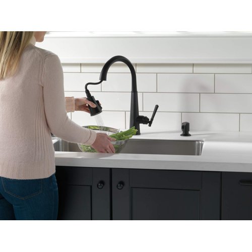 DELTA FAUCET RP101188BL Emmeline Metal Soap Dispenser, Matte Black