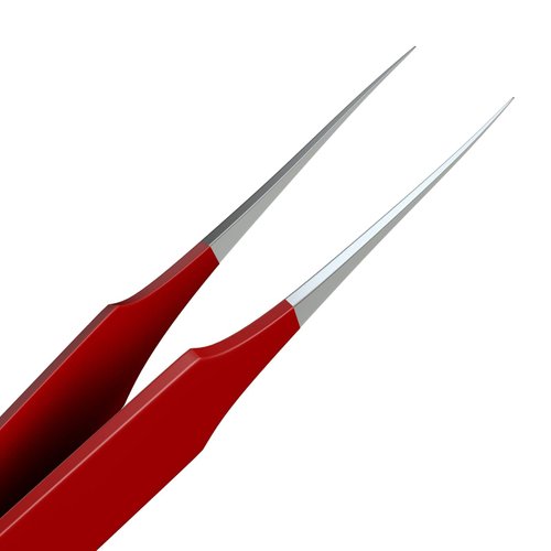 Ingrown Hair Tweezers | Pointed Tip | Red | Precision Stainless Steel | Extra Sharp and Perfectly Aligned for Ingrown Hair Treatment & Splinter Removal For Men and Women | By Tweezees